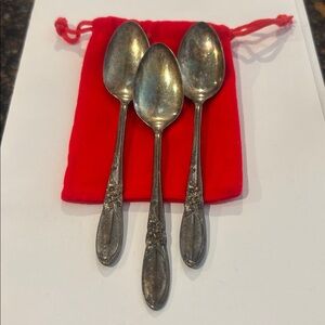 Set of Three Silver vintage  Spoons Community ( White Orchid